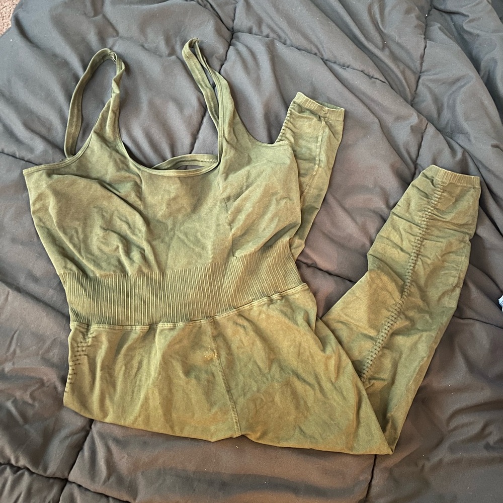 FREE PEOPLE Good Karma Dark Green Onesie Size XL
